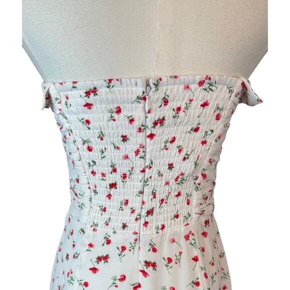NWT WAYF Size Small Strapless Floral Midi Dress Smocked Back & Ruched Bustline - Picture 12 of 16